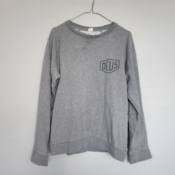 Deus Distressed Grey Sweater Unisex Jumper Cardigan Sweatshirt - Picture 1 of 6
